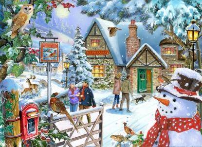 House of Puzzles The Redcastle Collection "Snowman's View"1000 Piece-0